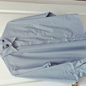 F mens Kenneth Cole long sleeve blue check button dress shirt XL